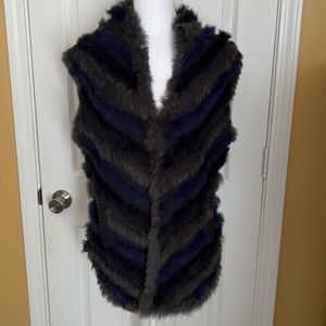 Dolce Cabo Blue and Gray Fur Vest